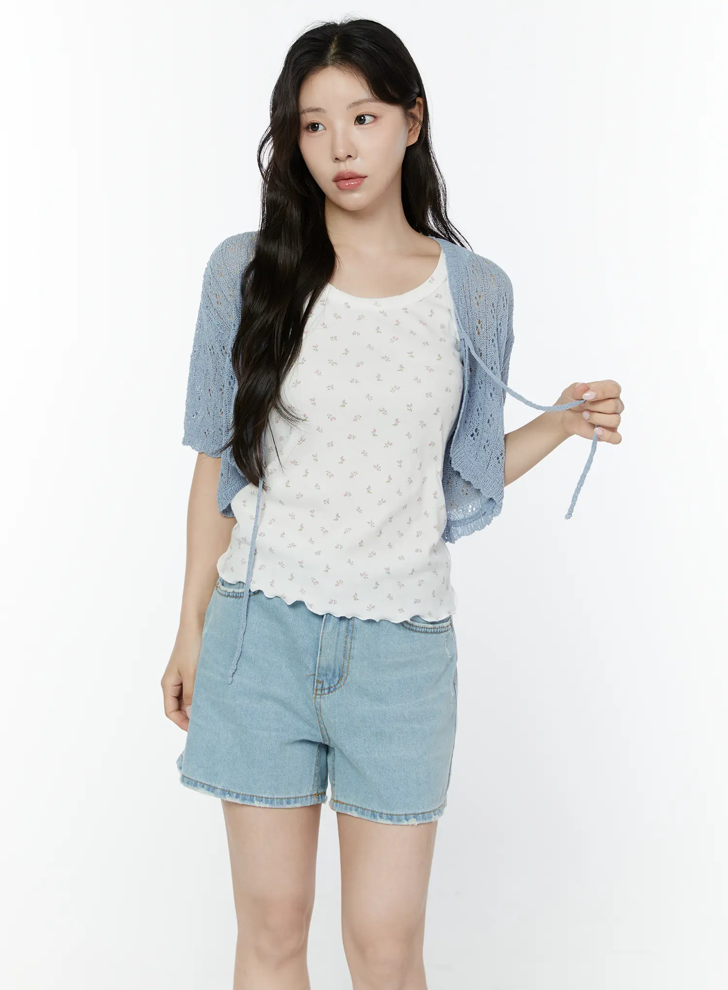 Half Sleeve Lace Knit Cardigan IY507 - Image 9