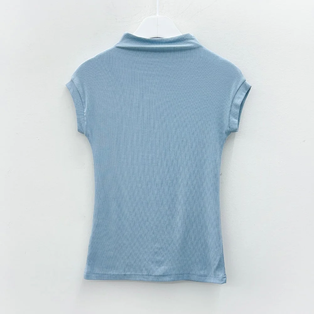 Half Turtleneck Sleeveless Ribbed T-shirt L1002 - Image 18