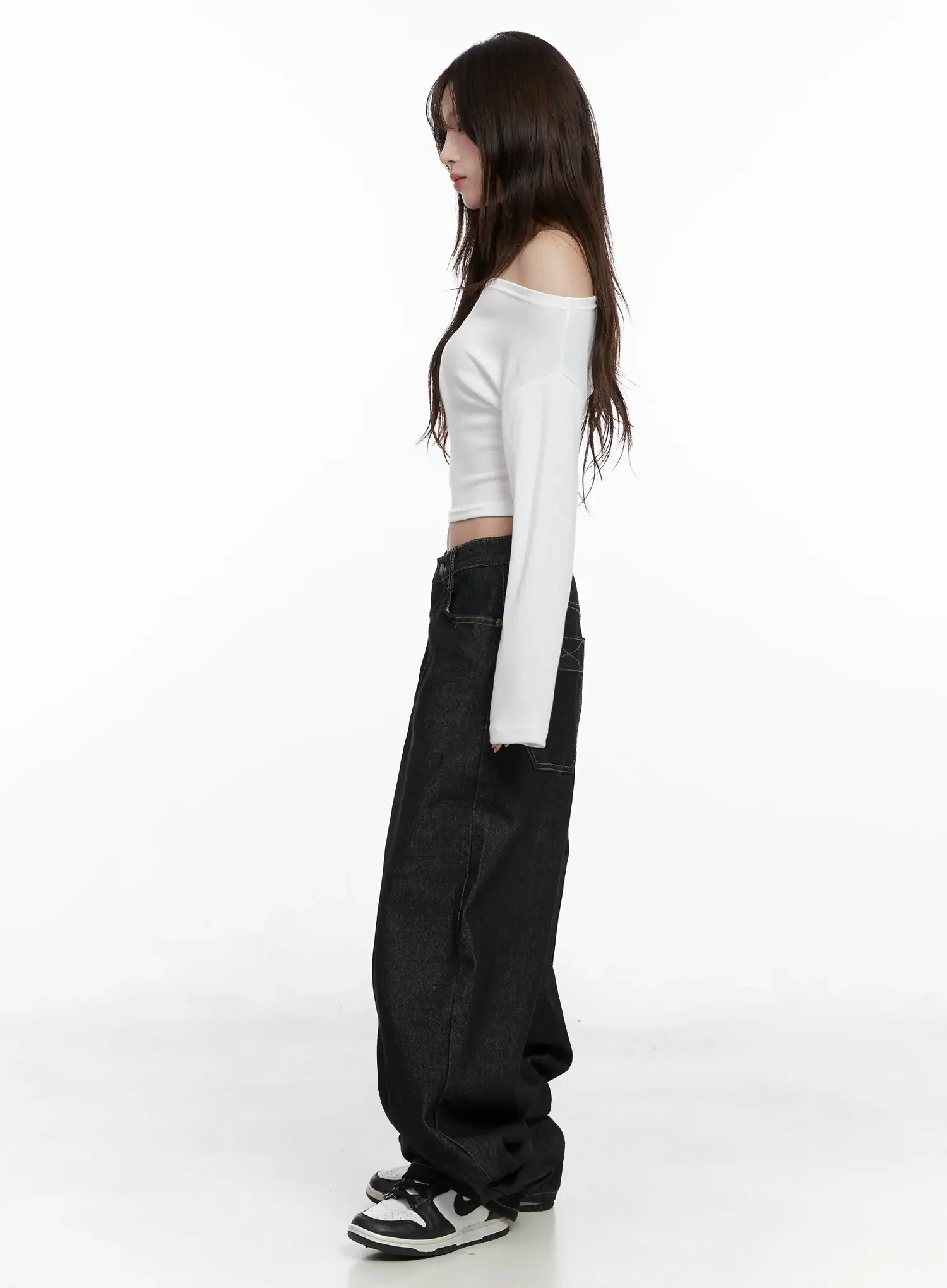 Halo Wide Leg Stitch Detail Jeans IN514 - Image 10