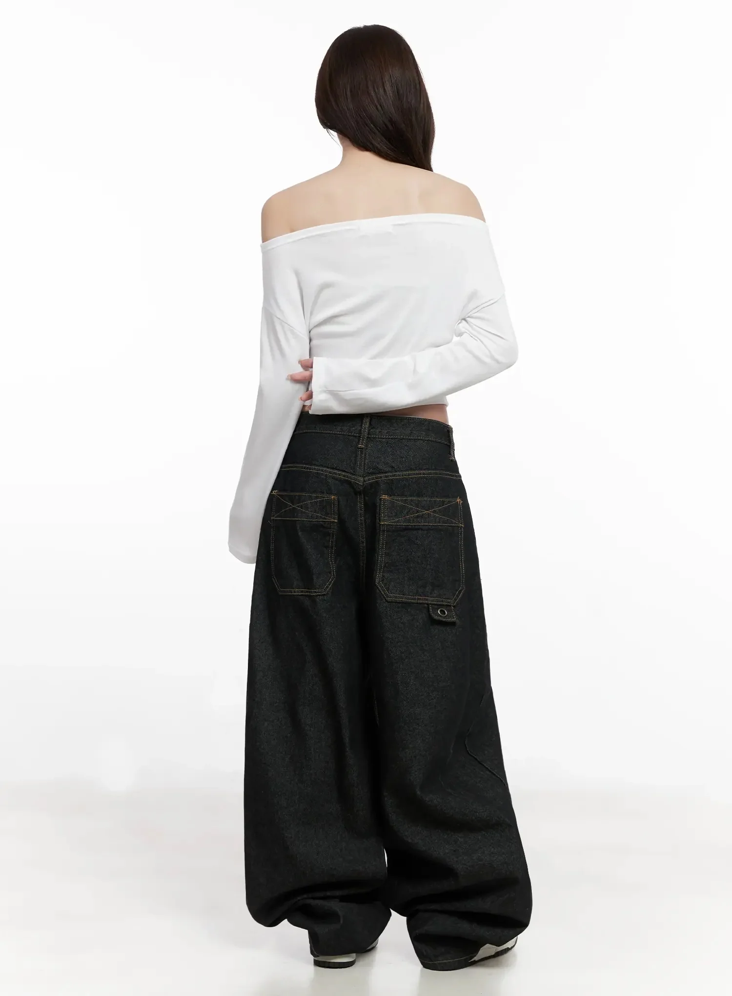 Halo Wide Leg Stitch Detail Jeans IN514 - Image 11