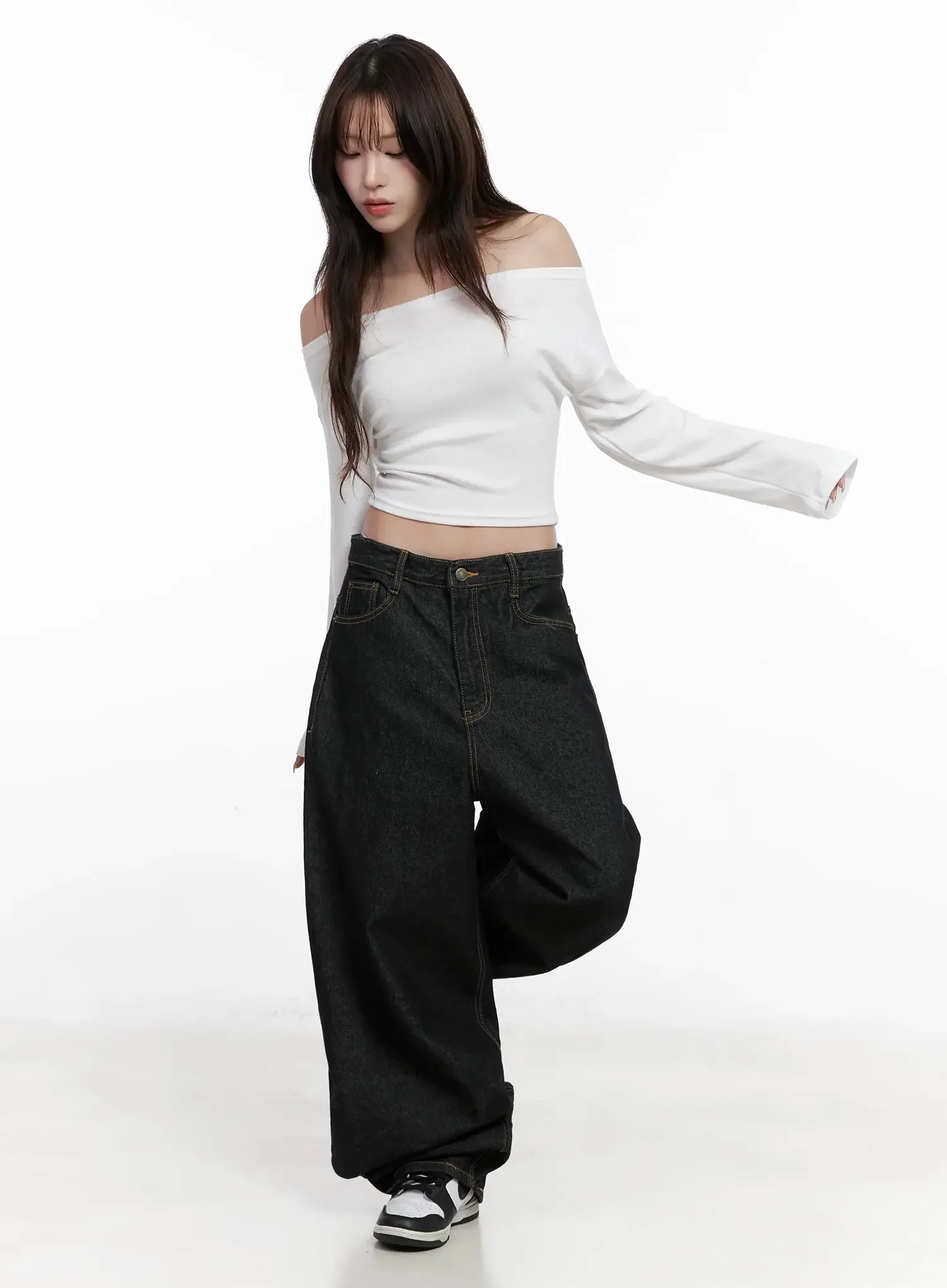 Halo Wide Leg Stitch Detail Jeans IN514 - Image 7