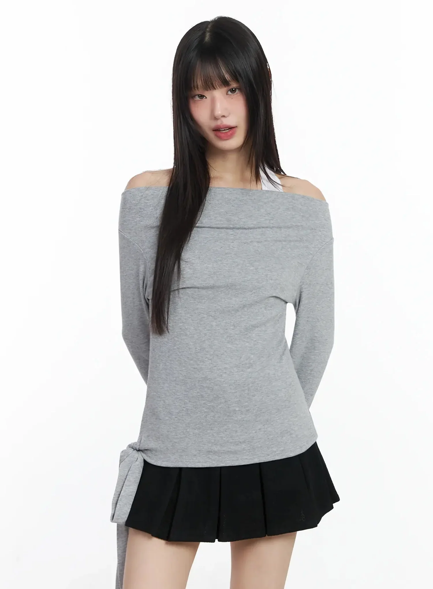 Halter Layered Off-Shoulder Long Sleeve F517 - Image 2