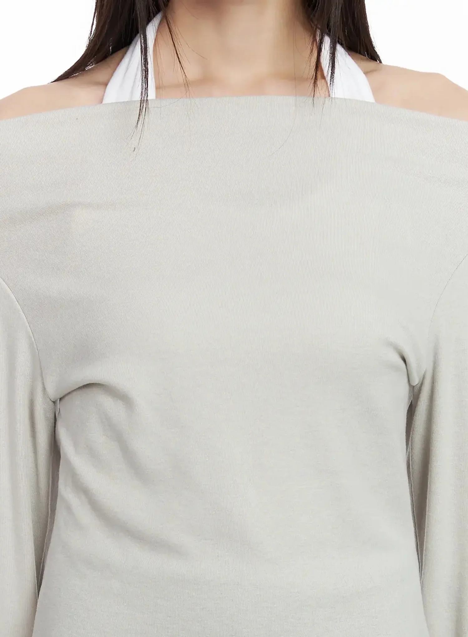 Halter Layered Off-Shoulder Long Sleeve F517 - Image 4