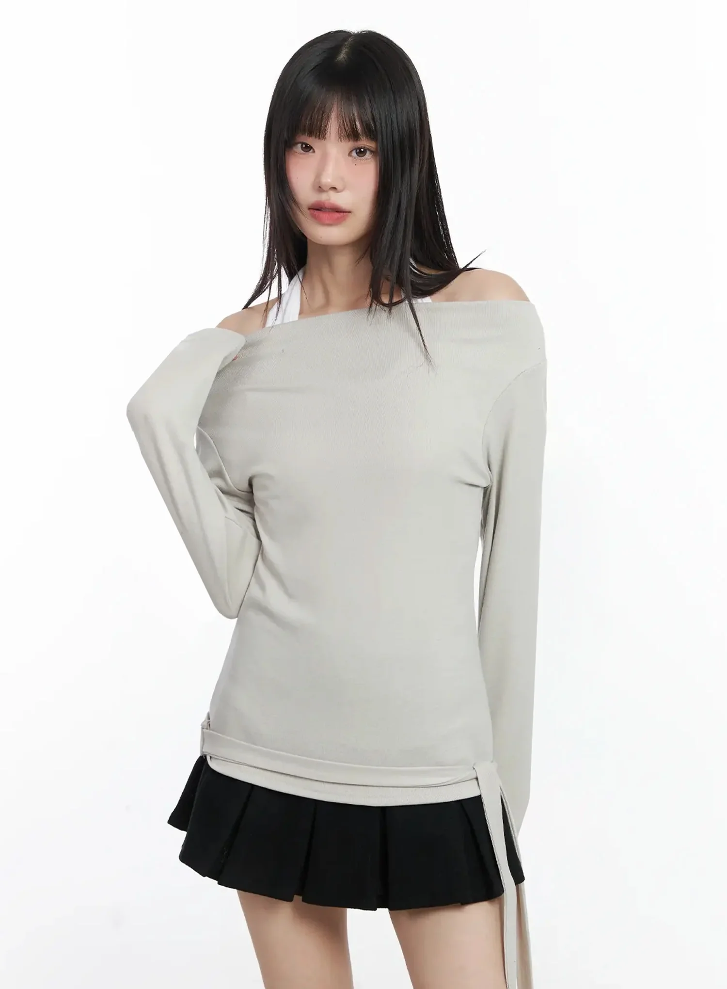 Halter Layered Off-Shoulder Long Sleeve F517 - Image 7