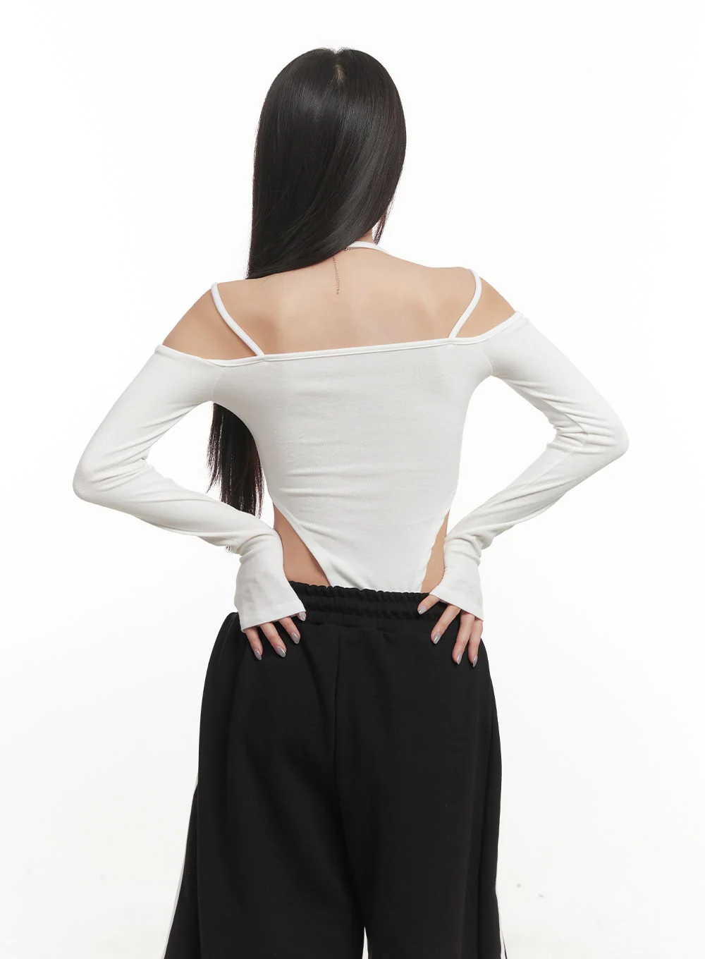Halter String Cut-Out Bodysuit Top CF525 - Image 7
