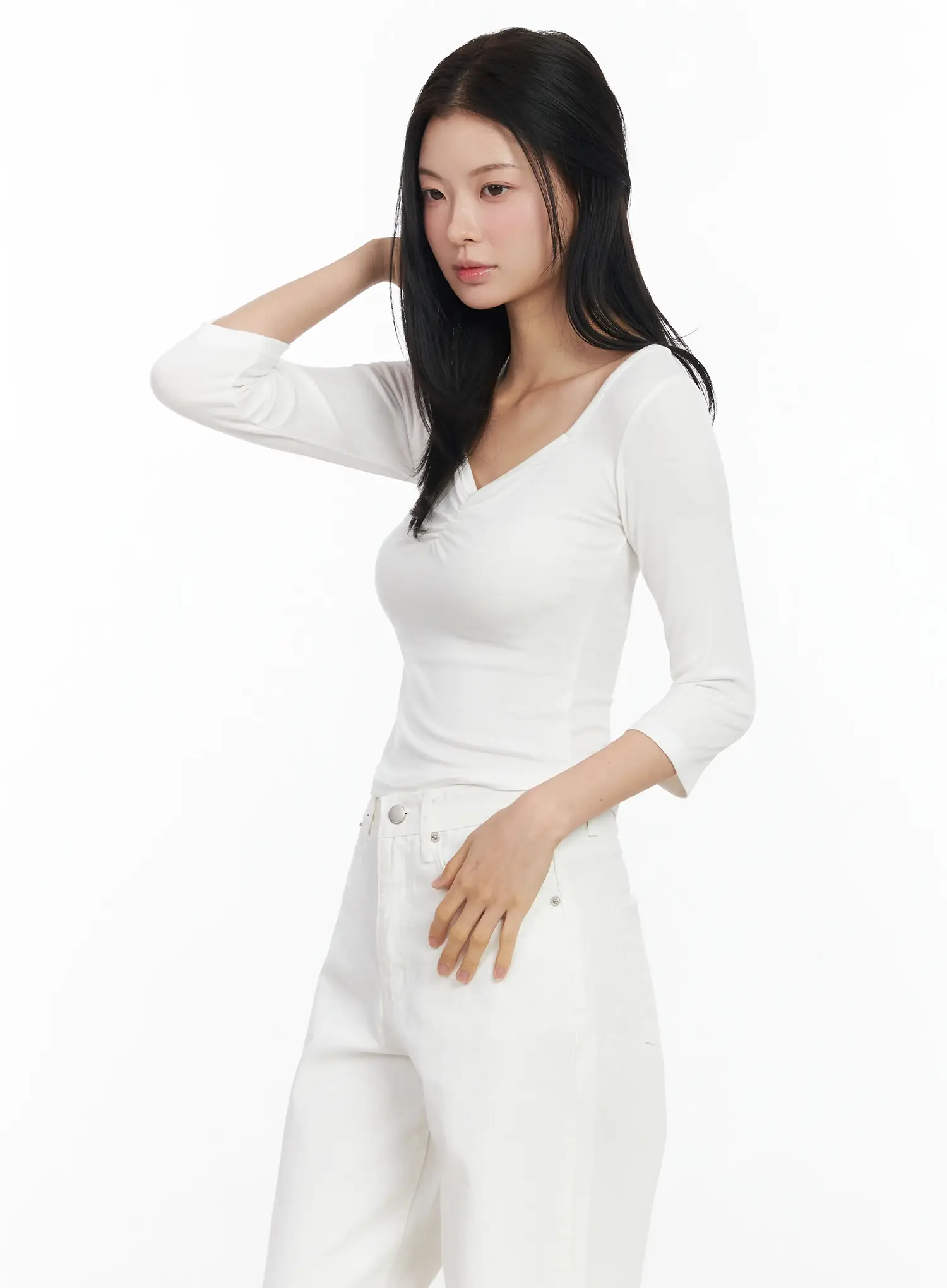 Heart Neck Long Sleeve Top IM524 - Image 4