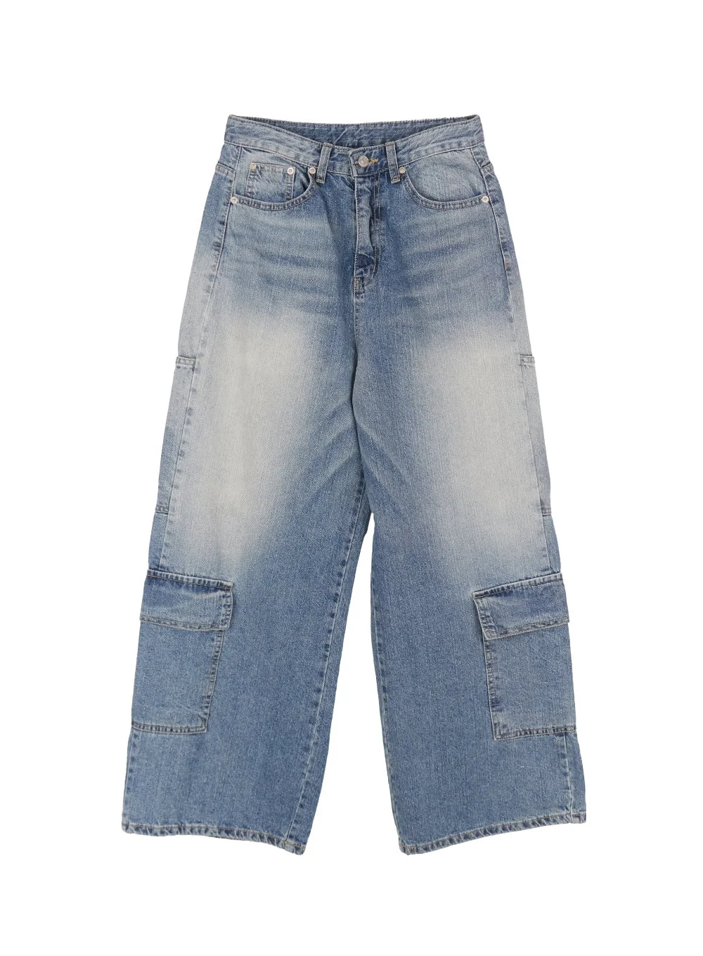 Heather Cargo Washed Wide-Leg Jeans IM528 - Image 14