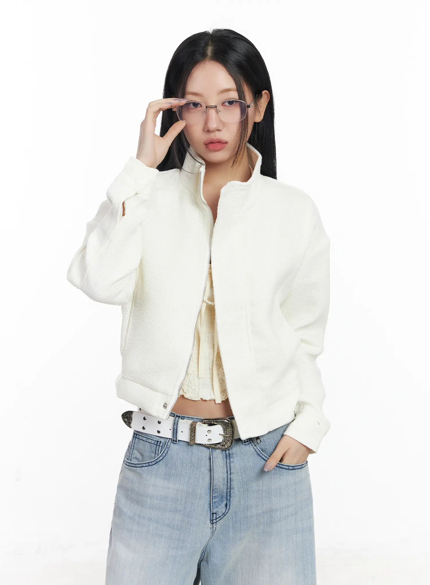 High Neck Tweed Jacket CF503 - Image 2