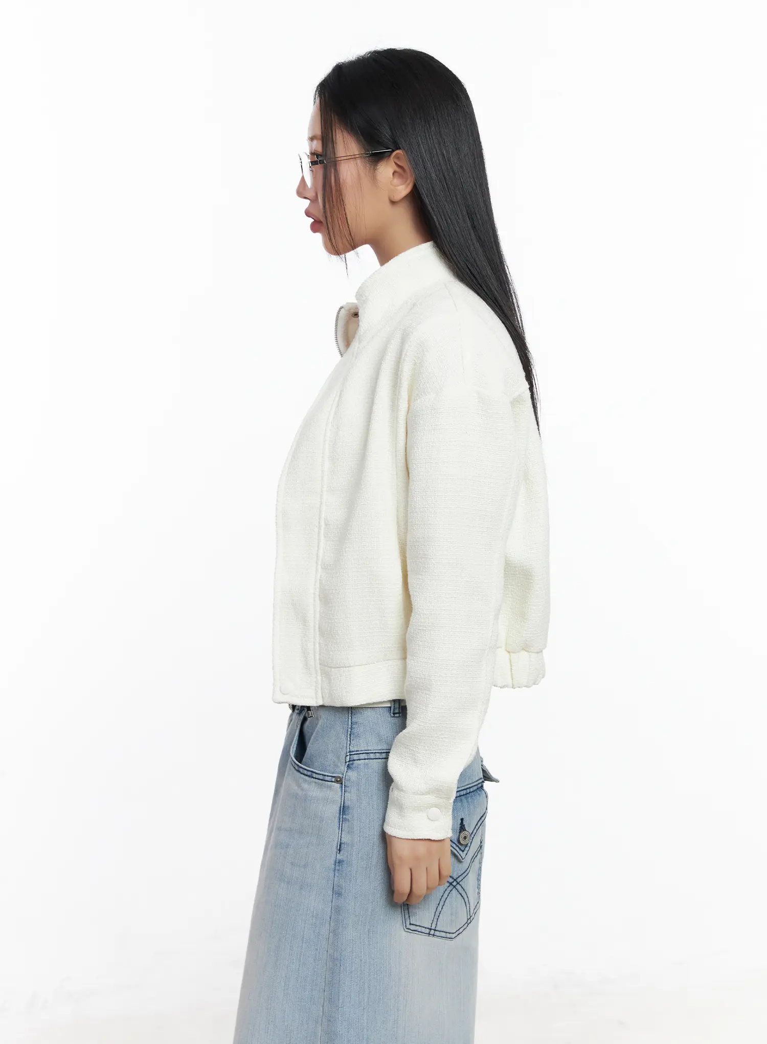 High Neck Tweed Jacket CF503 - Image 3