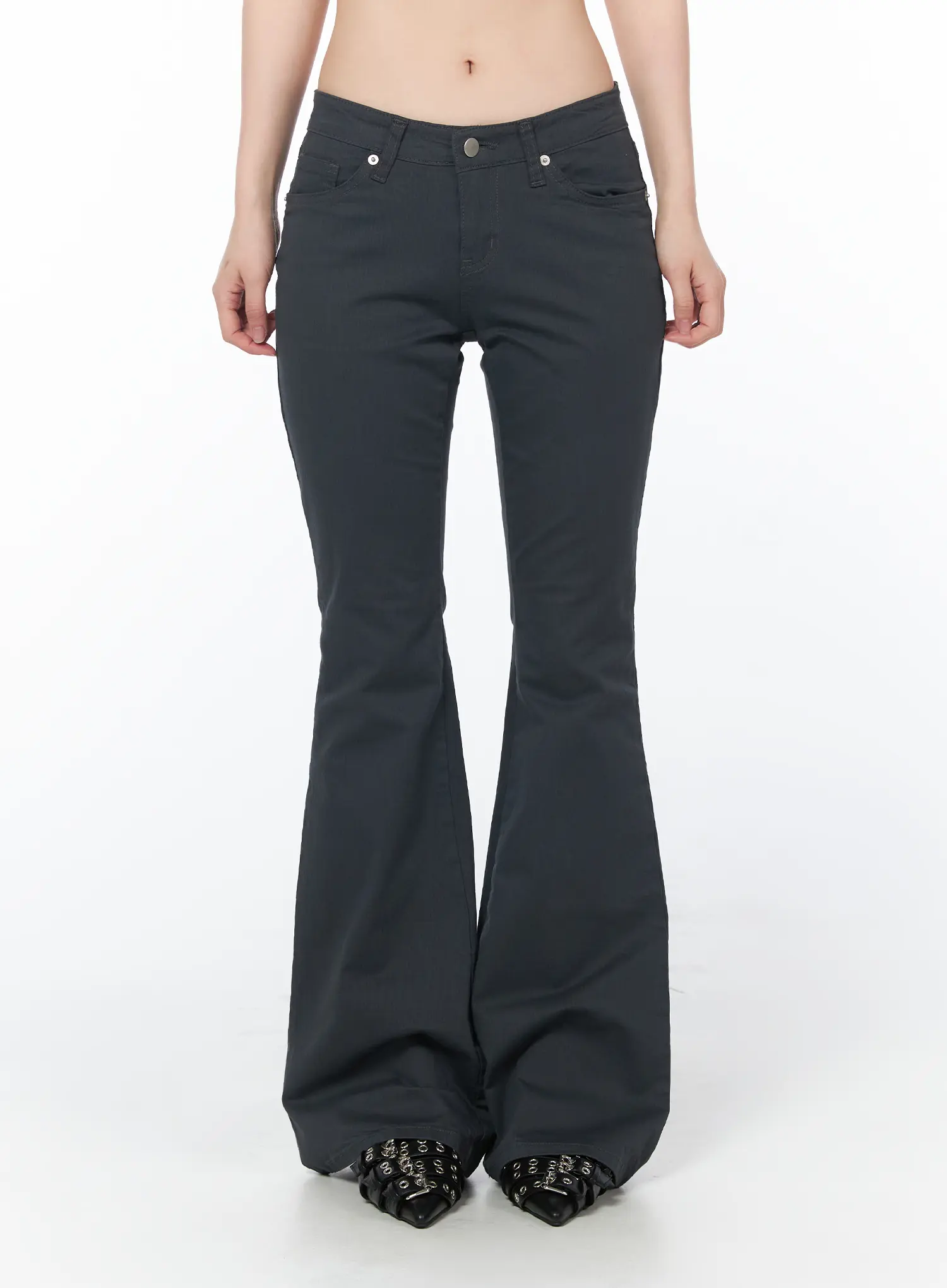 High-Waist Cotton Bootcut Pants CY505 - Image 2