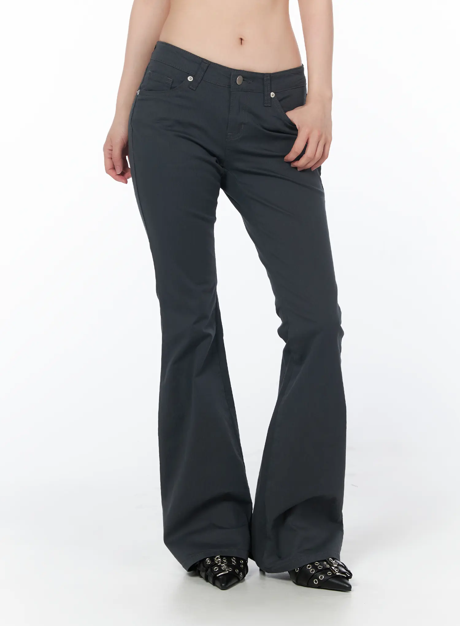 High-Waist Cotton Bootcut Pants CY505 - Image 9