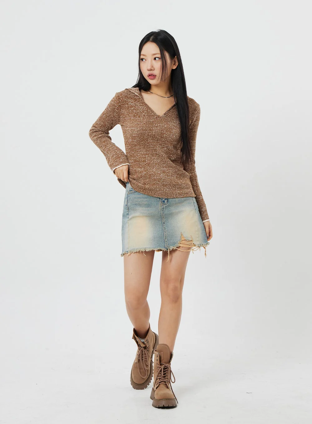 High Waist Denim Mini Skirt CF315 - Image 10