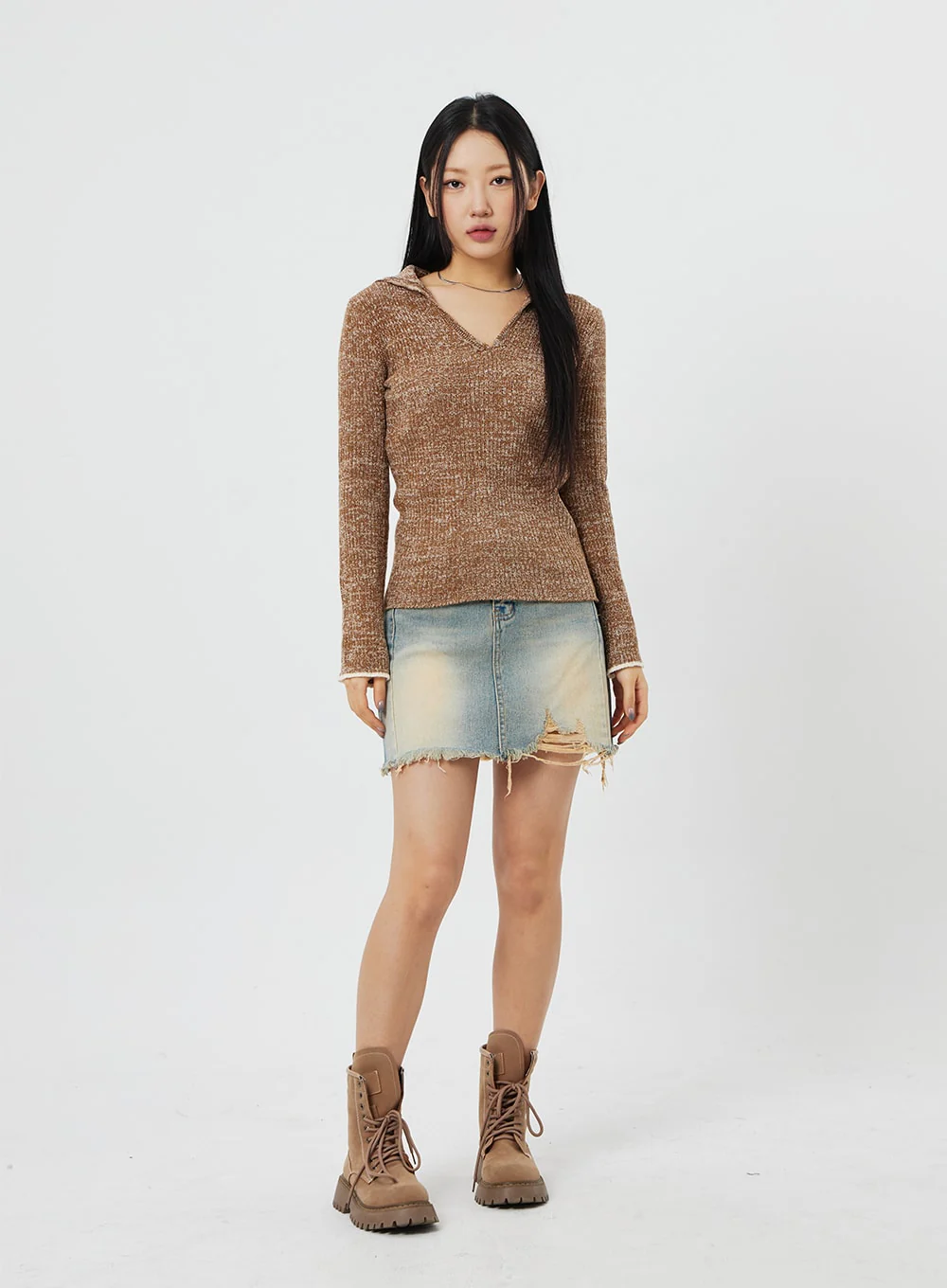 High Waist Denim Mini Skirt CF315 - Image 3