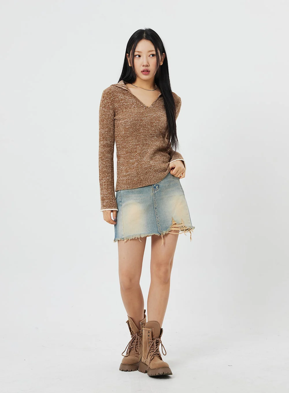 High Waist Denim Mini Skirt CF315 - Image 7