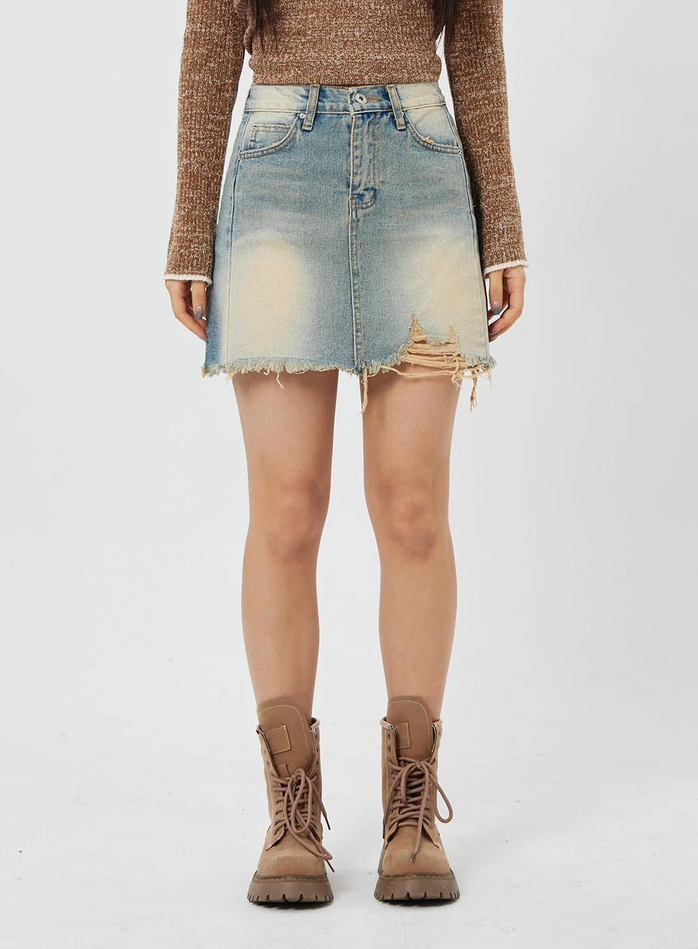High Waist Denim Mini Skirt CF315 - Image 9