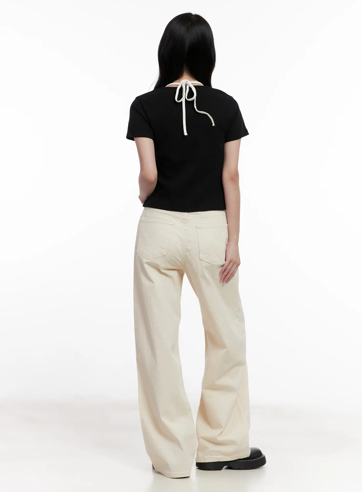 High-Waisted Wide-Leg Cotton Pants CL516 - Image 4