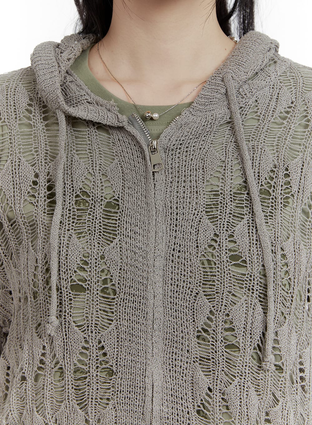 Hollow Out Knit Hoodie Jacket CA401 - Image 3