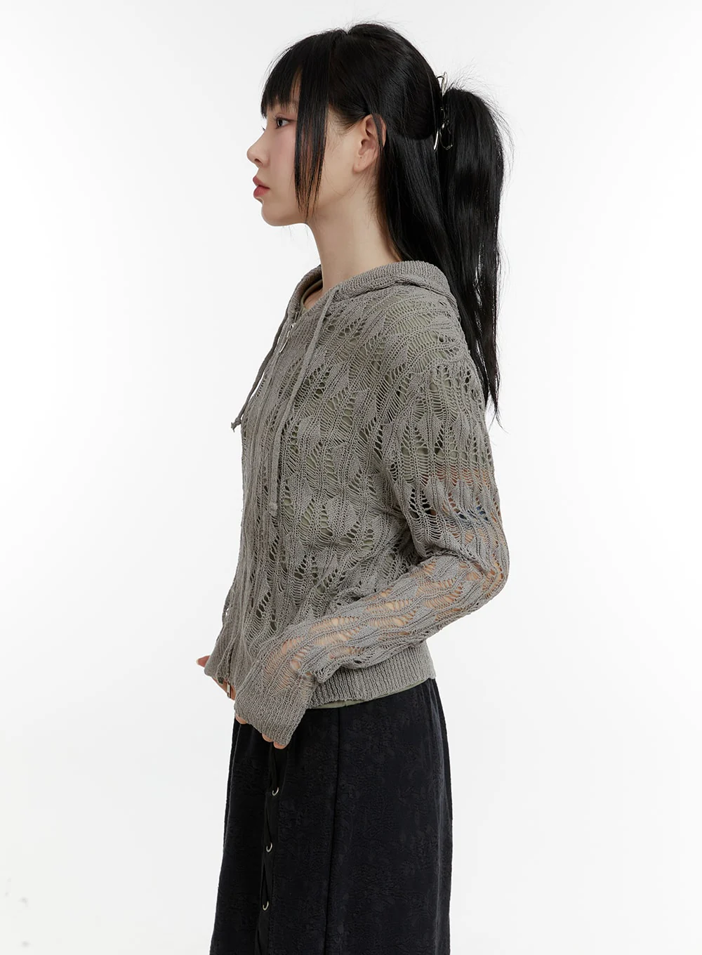 Hollow Out Knit Hoodie Jacket CA401 - Image 4