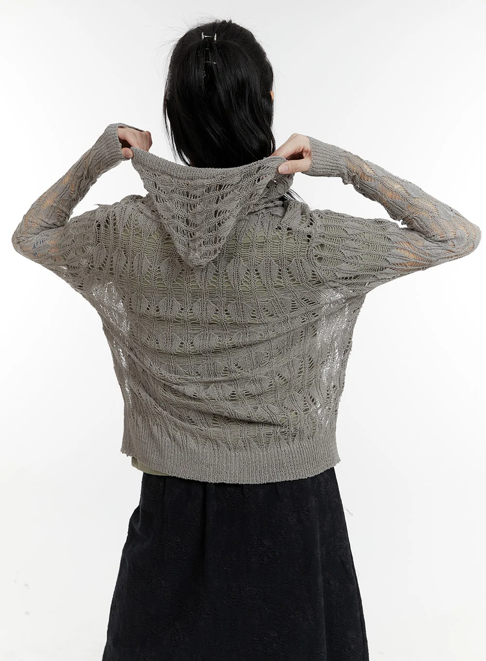 Hollow Out Knit Hoodie Jacket CA401 - Image 5
