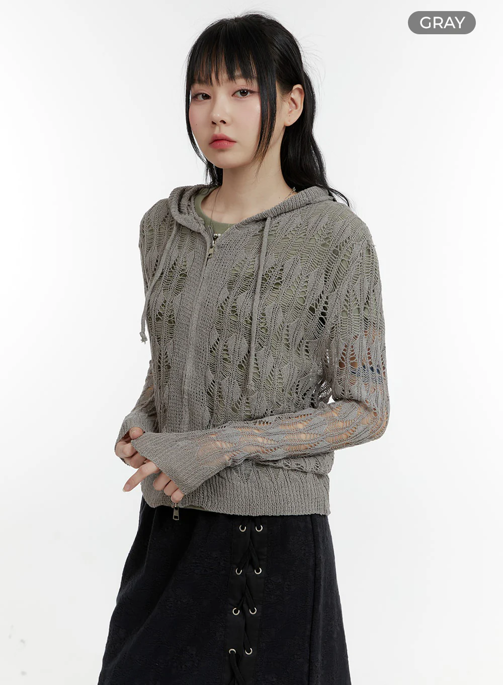 Hollow Out Knit Hoodie Jacket CA401 - Image 6