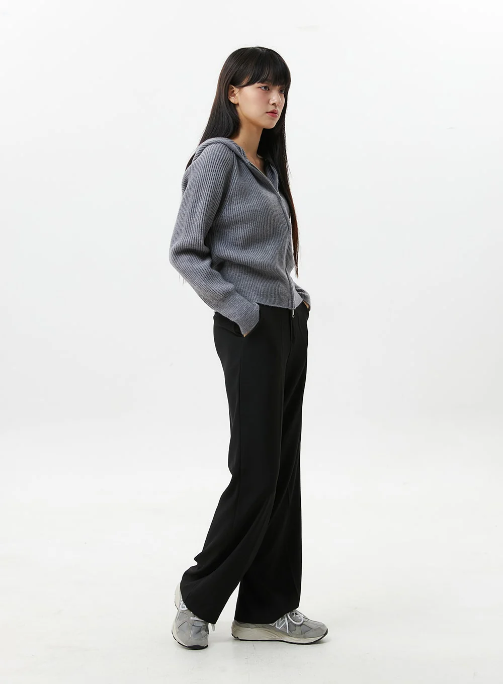 Hoodie Zip-Up Knit Sweater OS305 - Image 6