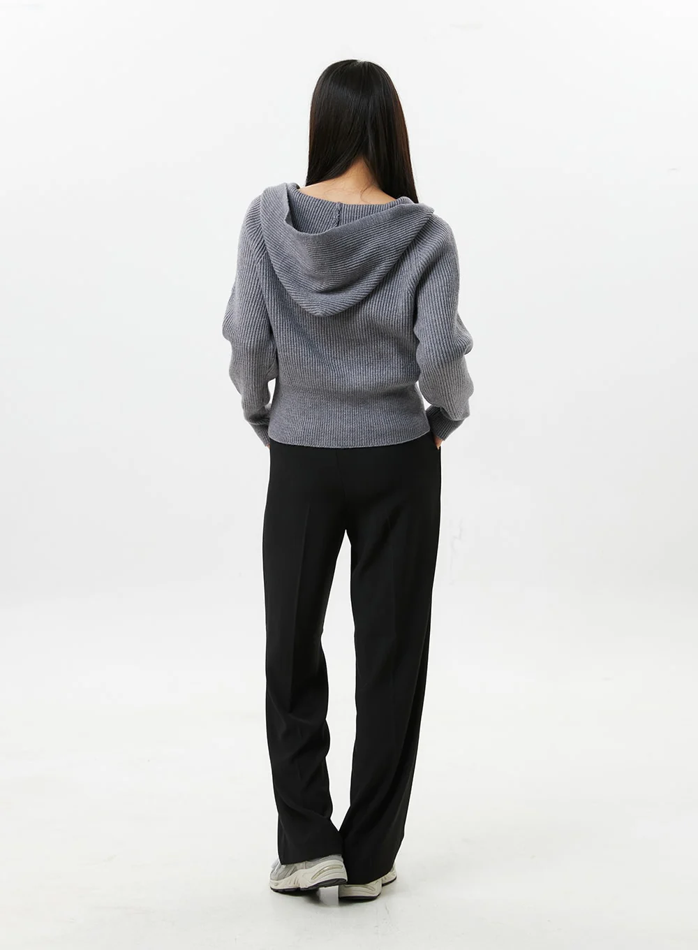 Hoodie Zip-Up Knit Sweater OS305 - Image 7