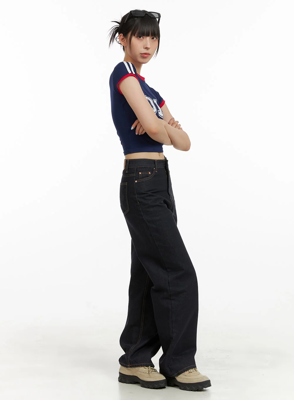 Indigo Stitched Straight Jeans CU424 - Image 4