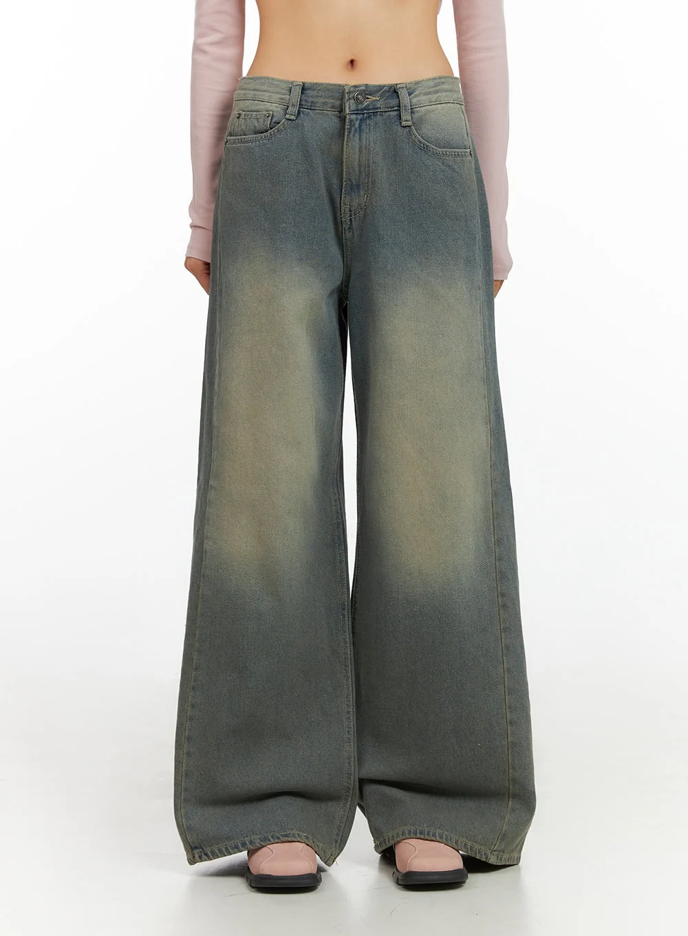 Inez Washed Denim Wide Leg Jeans IS427 - Image 2