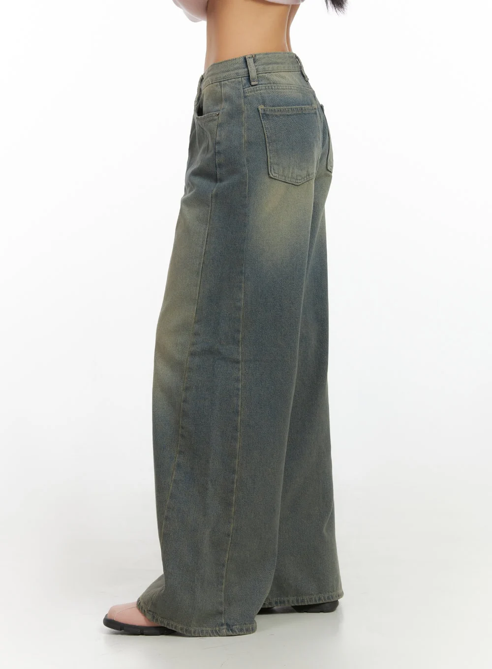 Inez Washed Denim Wide Leg Jeans IS427 - Image 5