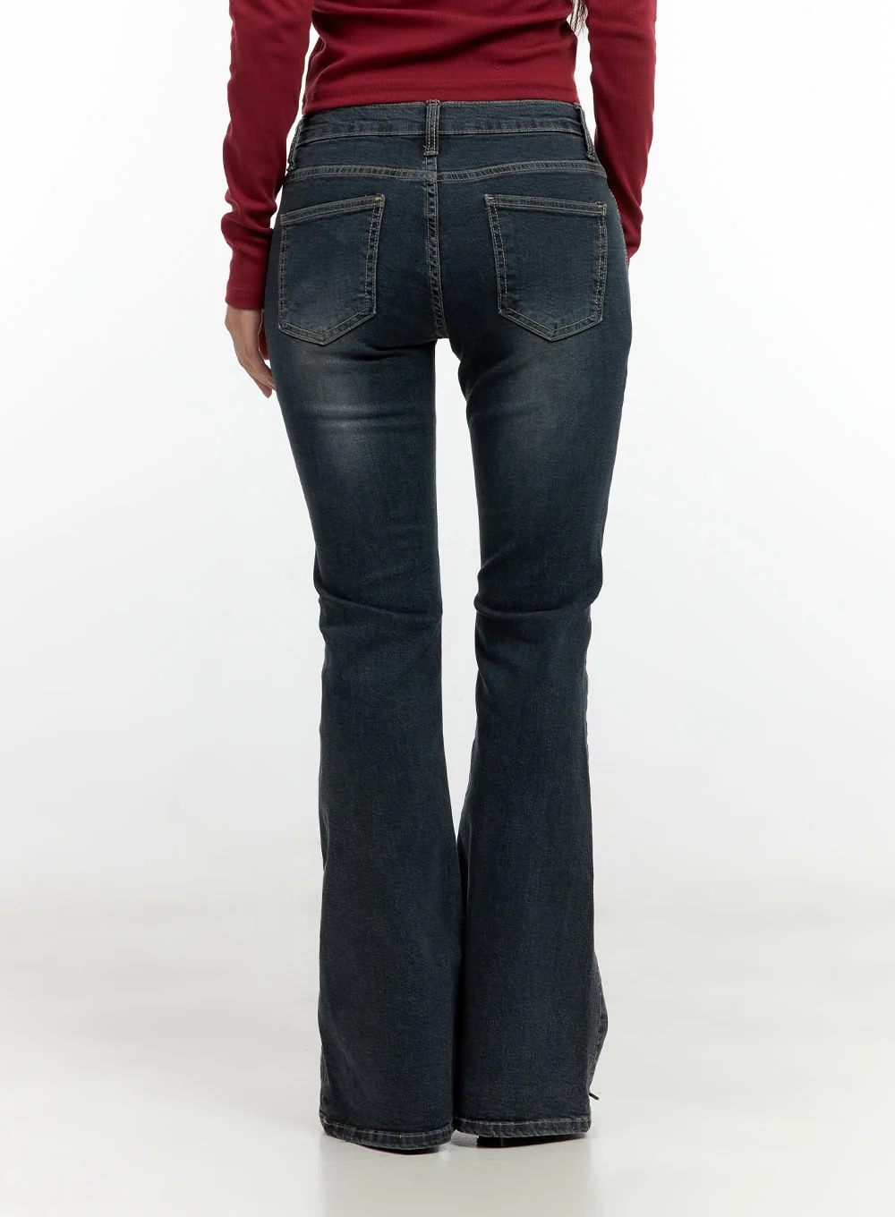 Ingrid Low-Rise Washed Flared Hip Pad Denim Jeans CN404 - Image 5
