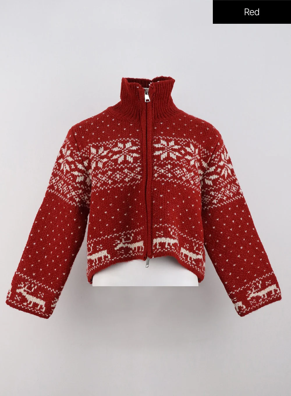 Jacquard Zip-Up Sweater ON327 - Image 10