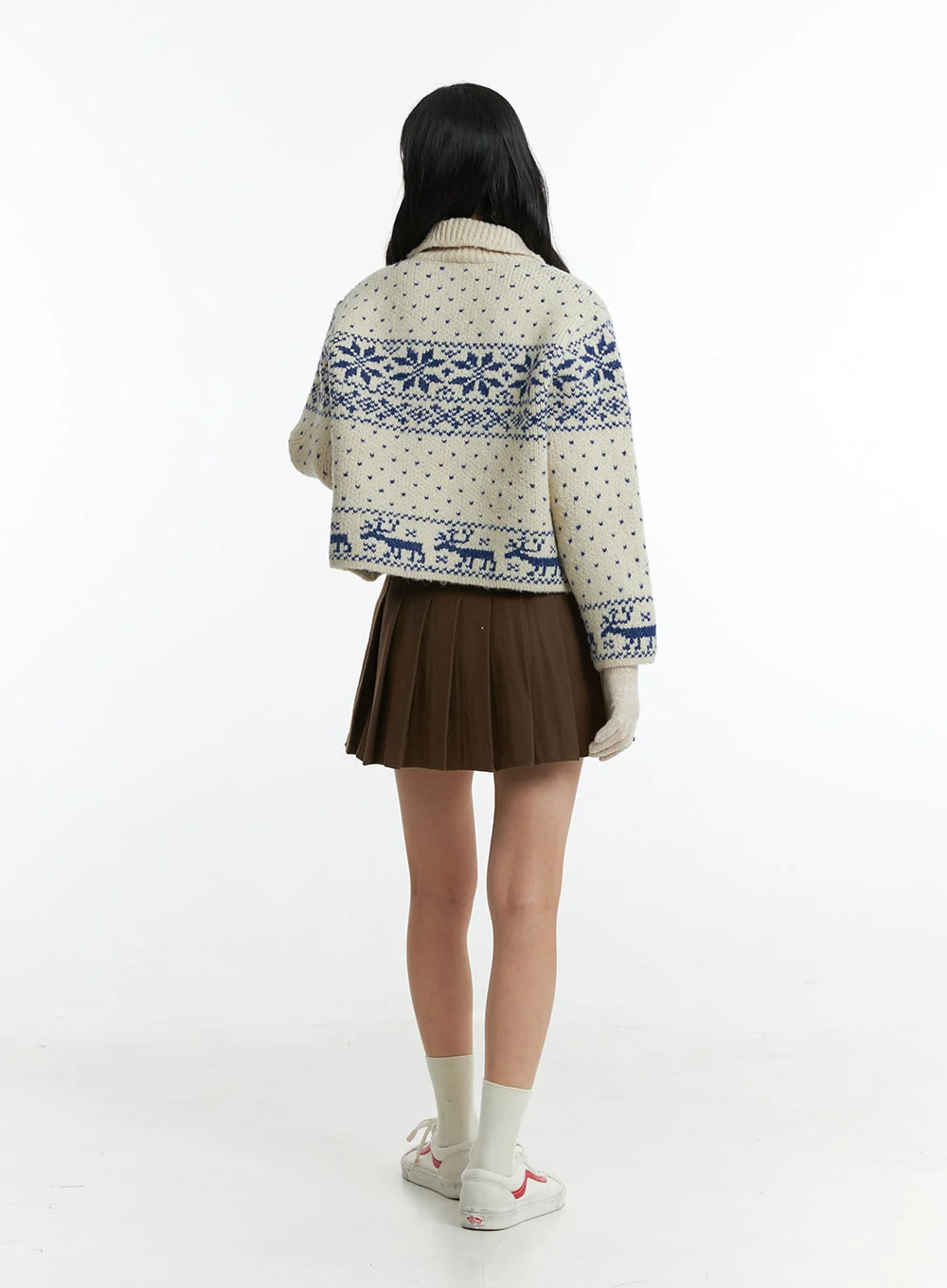 Jacquard Zip-Up Sweater ON327 - Image 5