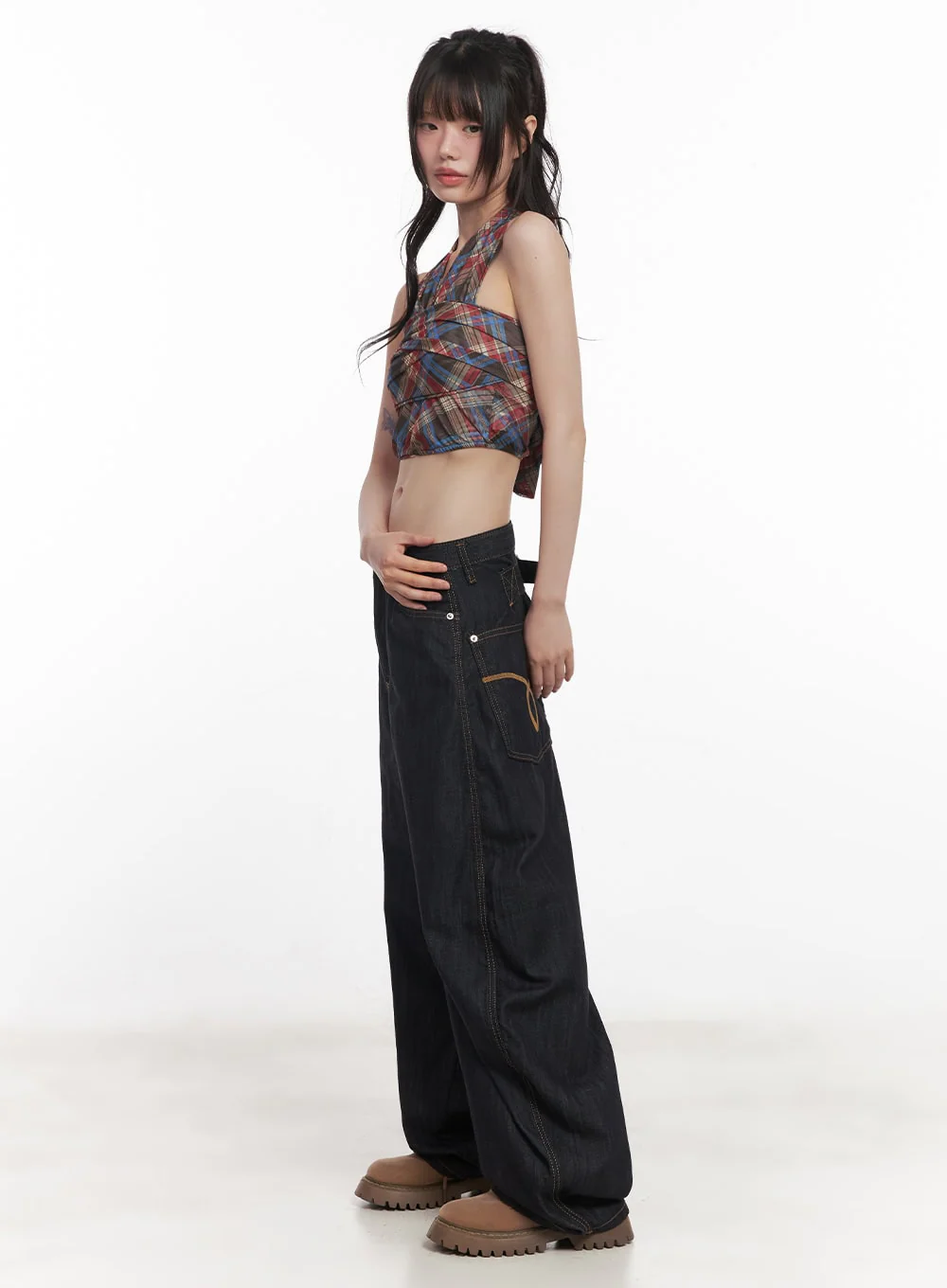 Jessie Stitched Wide-Leg Jeans CY520 - Image 4