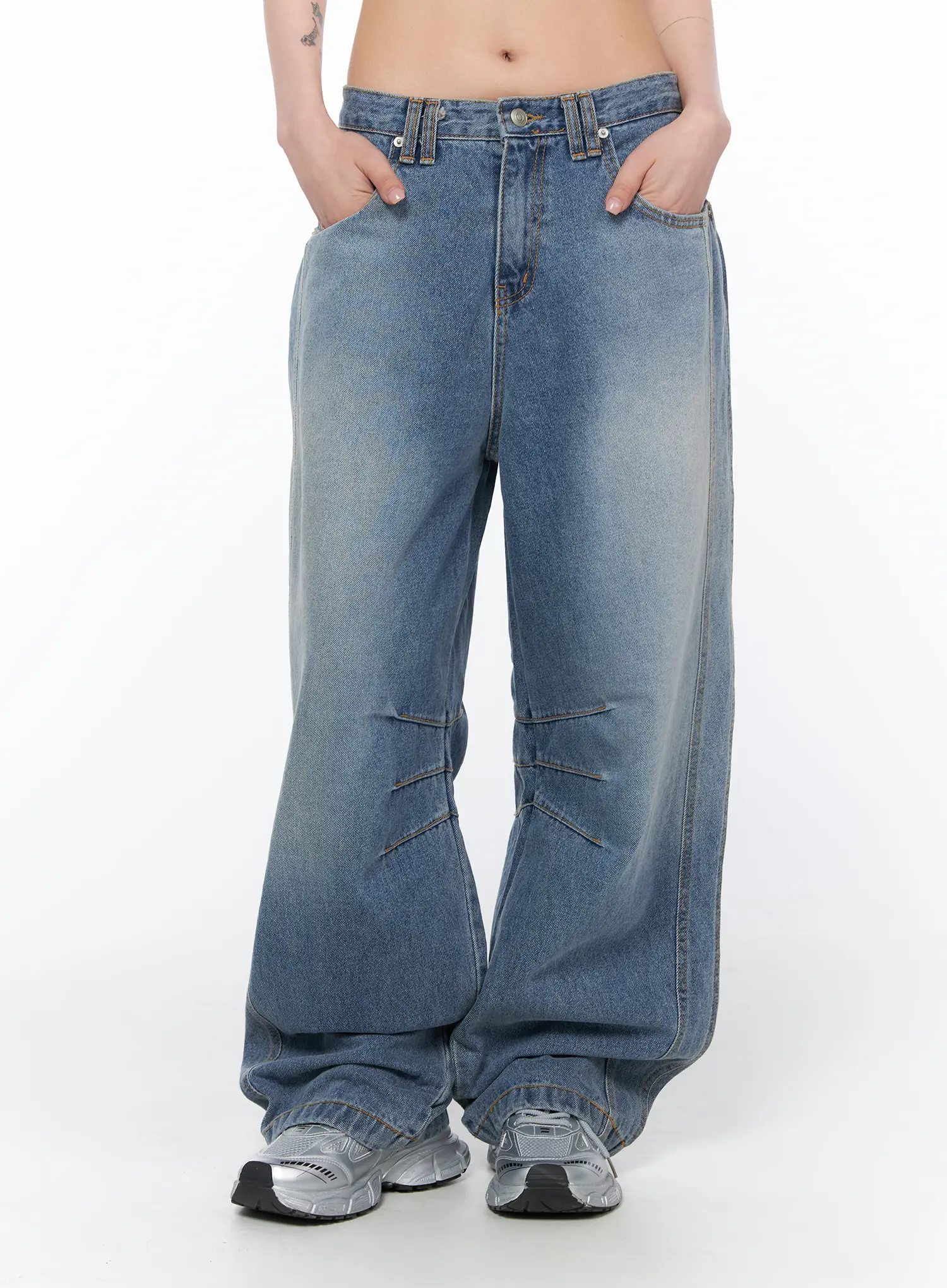 Jina Vintage Wash Wide Leg Jeans CA524 - Image 10