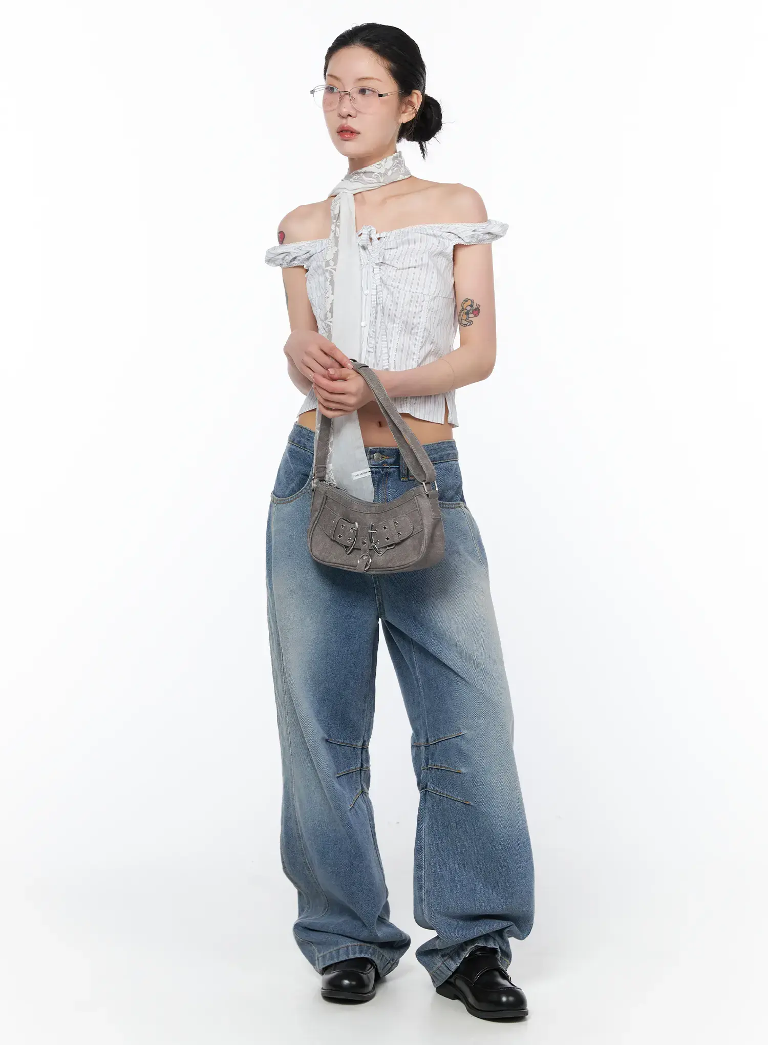 Jina Vintage Wash Wide Leg Jeans CA524 - Image 2