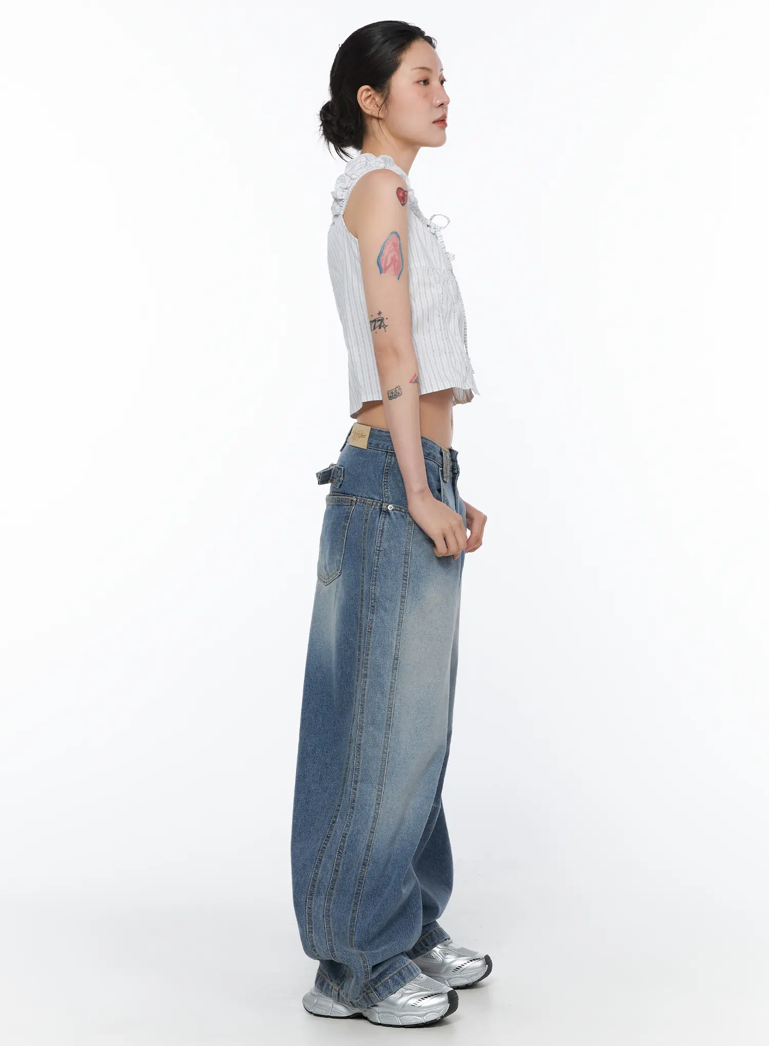 Jina Vintage Wash Wide Leg Jeans CA524 - Image 6