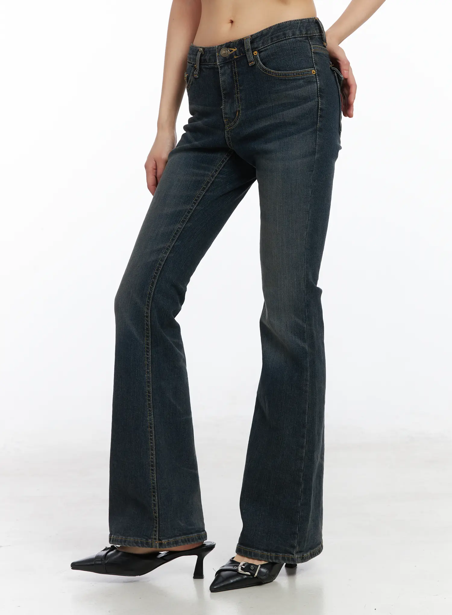 Kai Vintage Washed Flare Jeans CD515 - Image 5