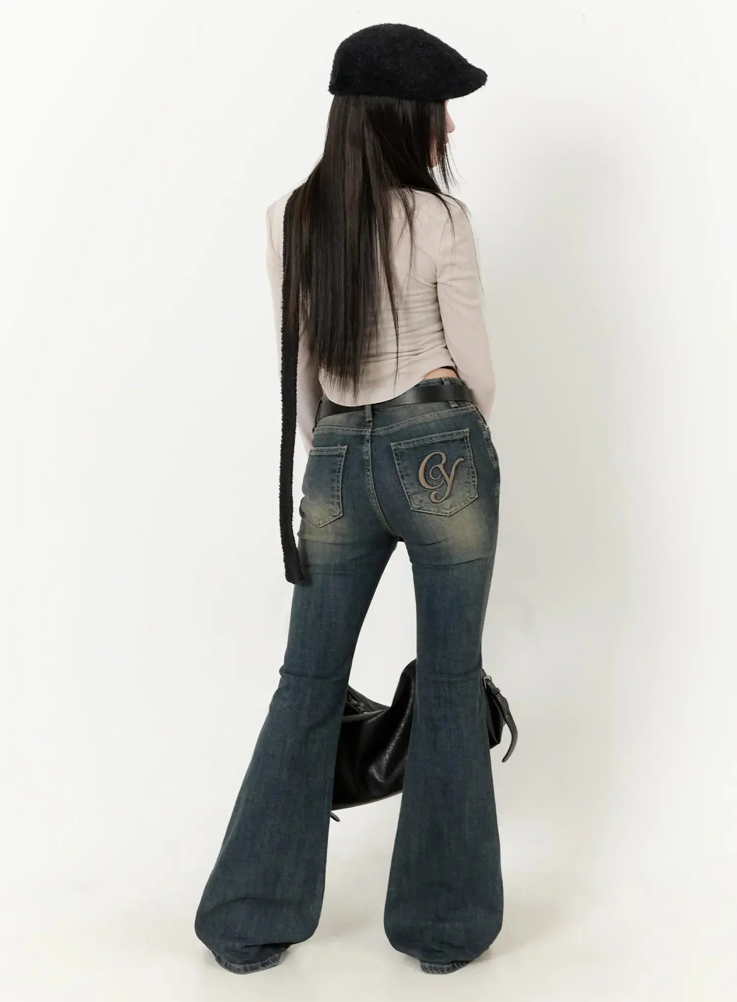 Karla Vintage Logo Hip Pad Flare Jeans IO520