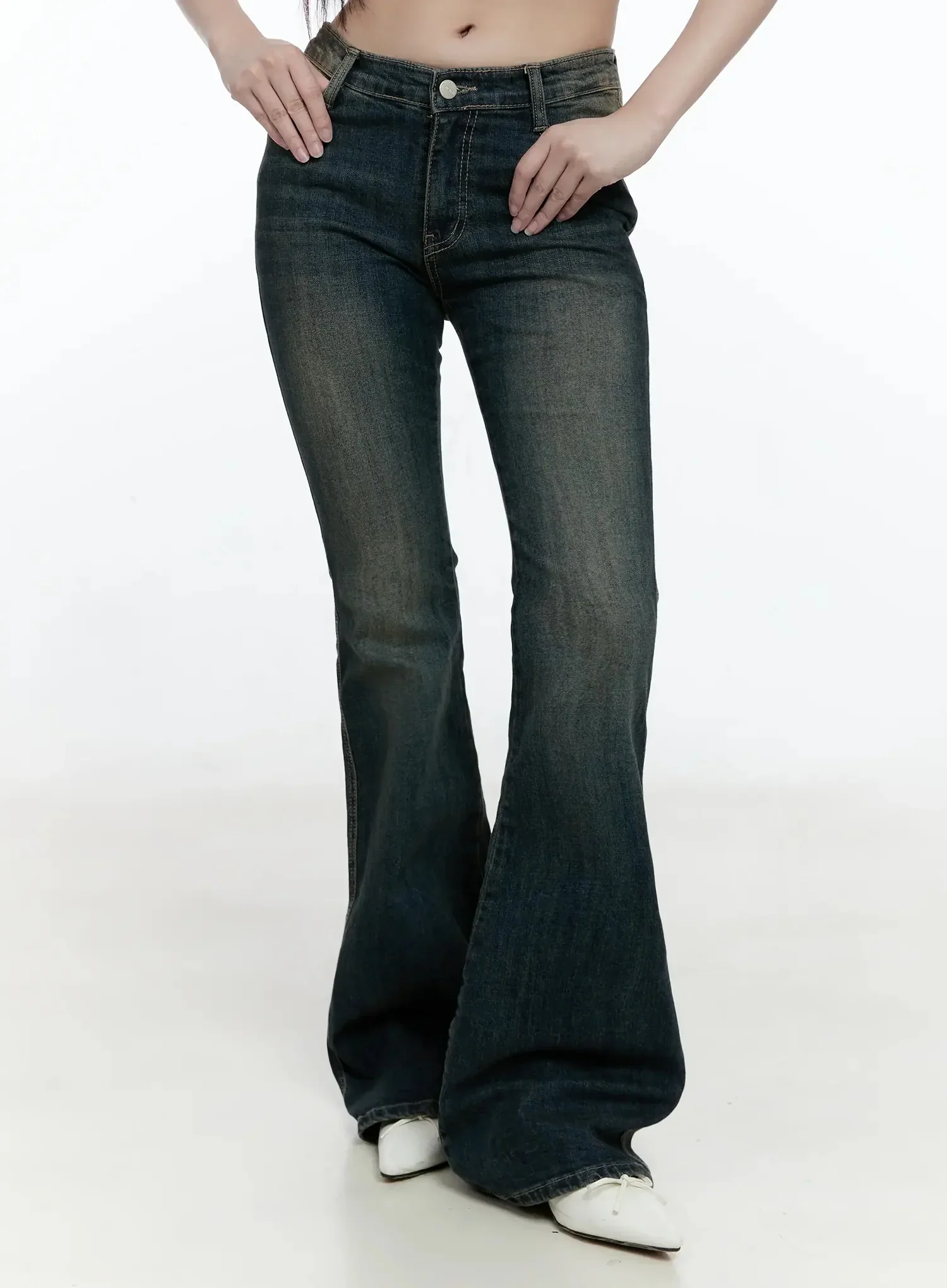 Karla Vintage Logo Hip Pad Flare Jeans IO520 - Image 10