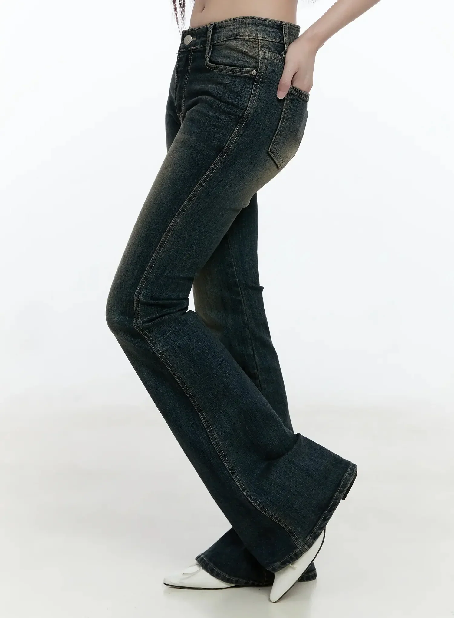 Karla Vintage Logo Hip Pad Flare Jeans IO520 - Image 11