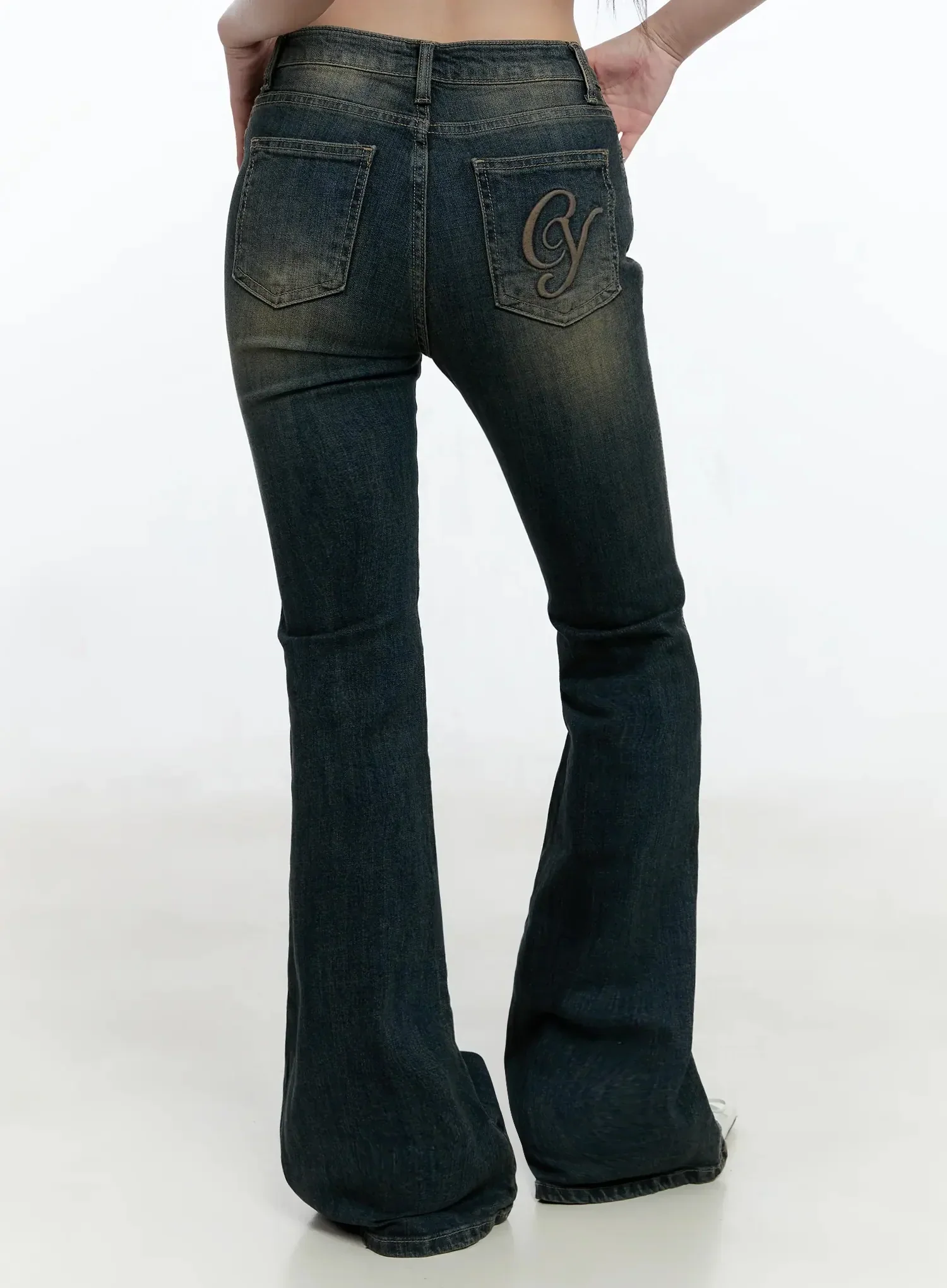 Karla Vintage Logo Hip Pad Flare Jeans IO520 - Image 12