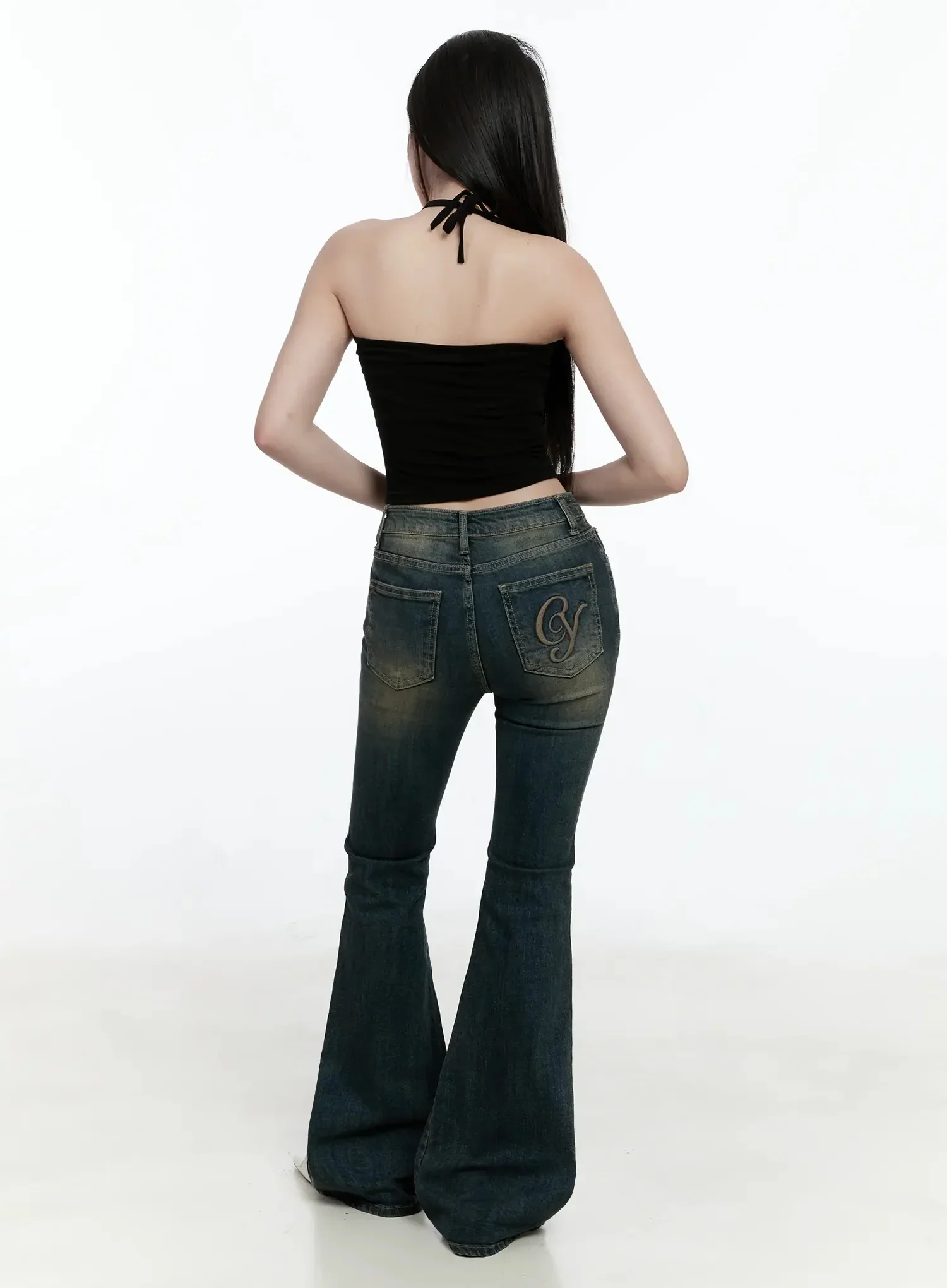 Karla Vintage Logo Hip Pad Flare Jeans IO520 - Image 14