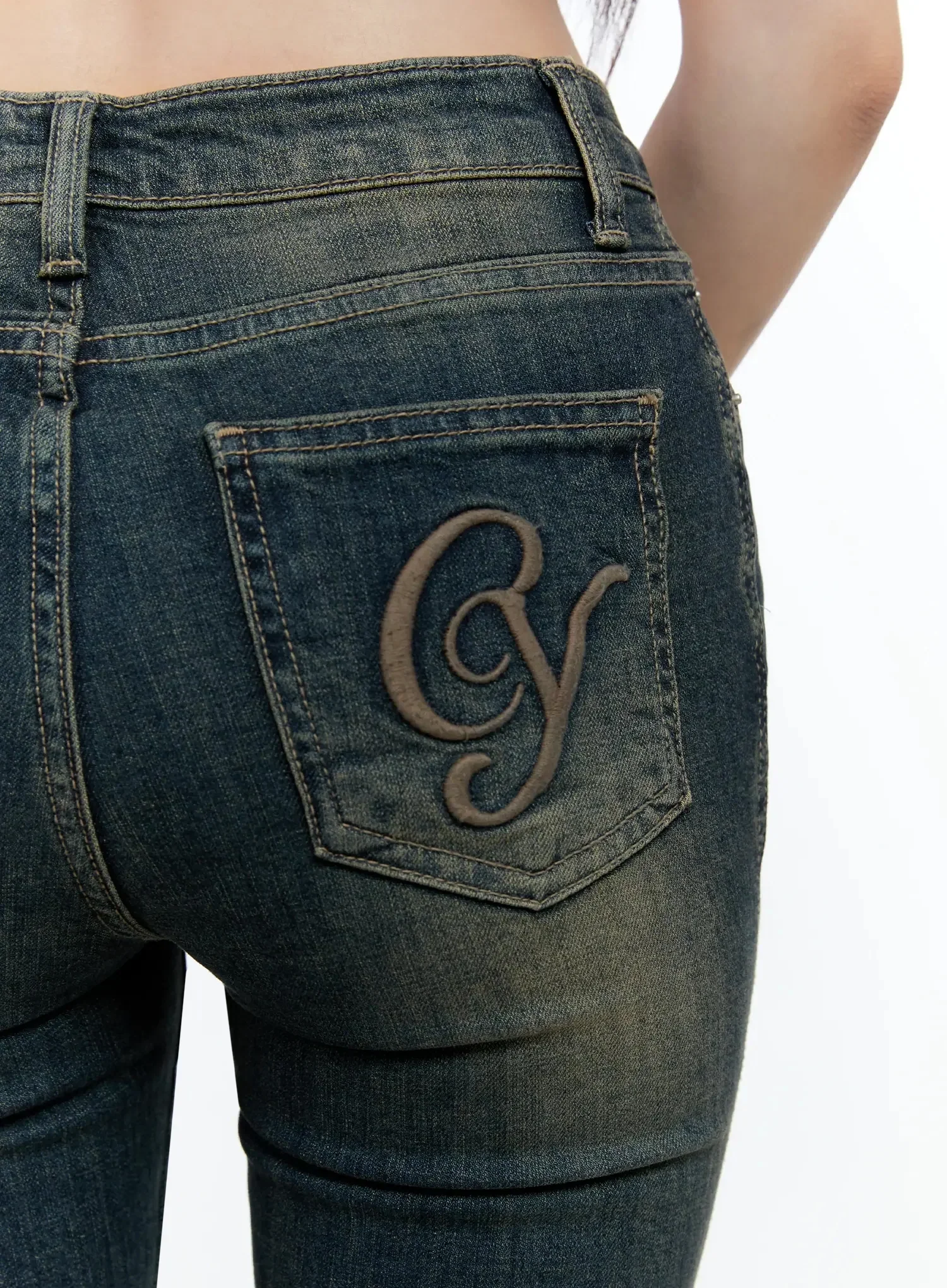 Karla Vintage Logo Hip Pad Flare Jeans IO520 - Image 2
