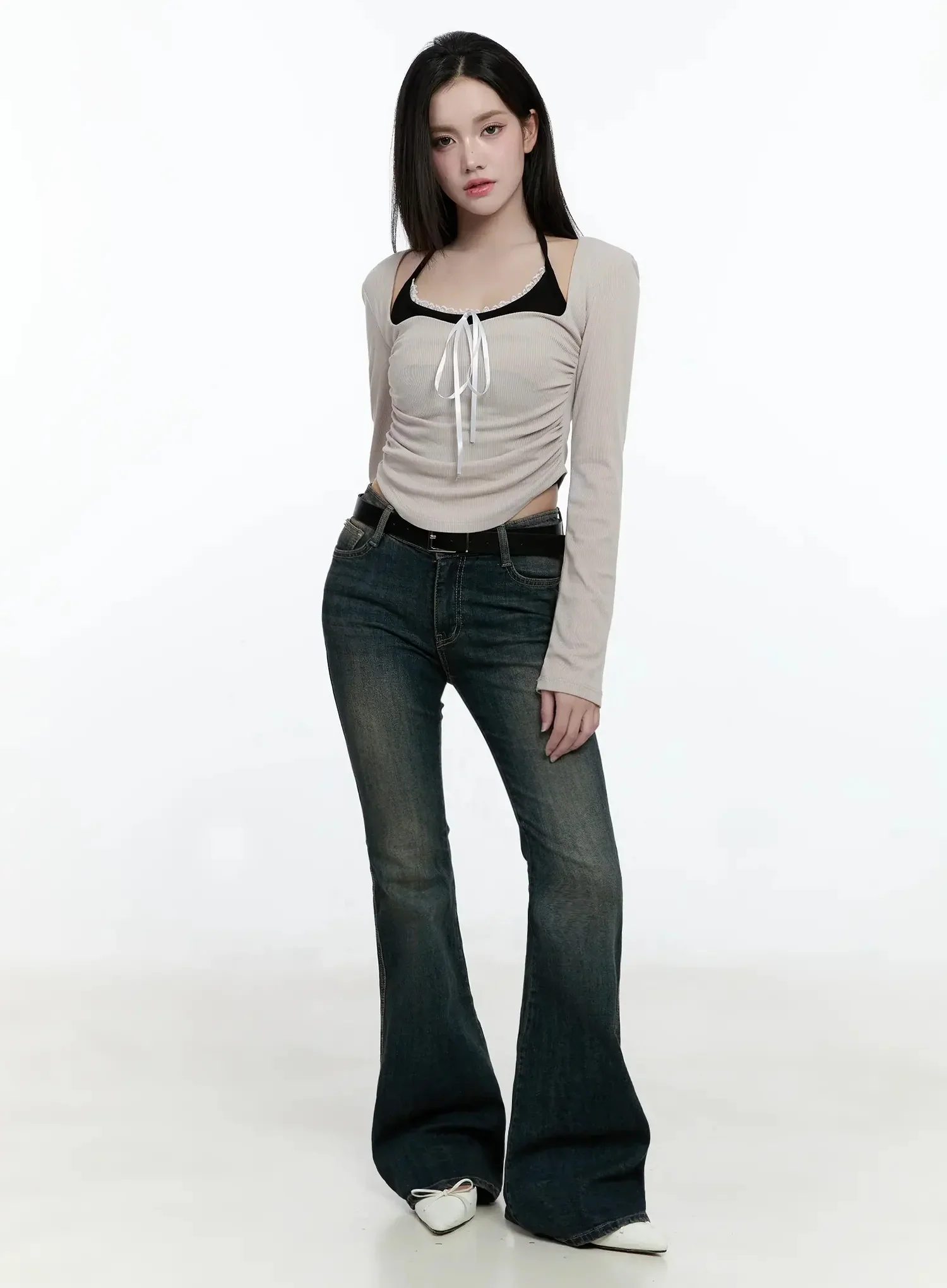 Karla Vintage Logo Hip Pad Flare Jeans IO520 - Image 4