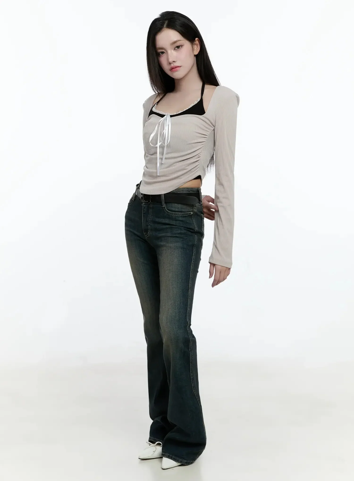 Karla Vintage Logo Hip Pad Flare Jeans IO520 - Image 5
