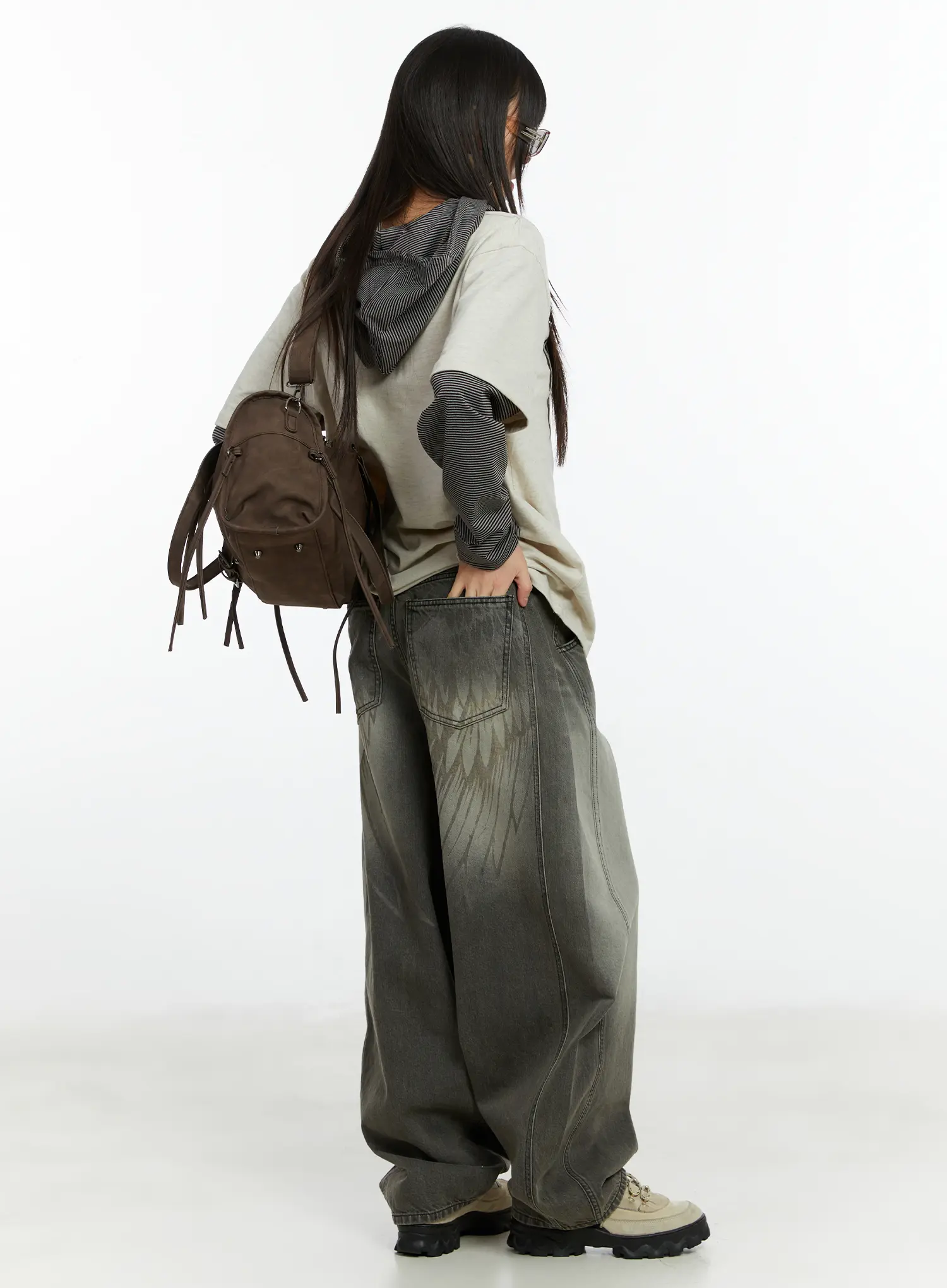 Karter Angel Wing Washed Wide Leg Jeans CF509