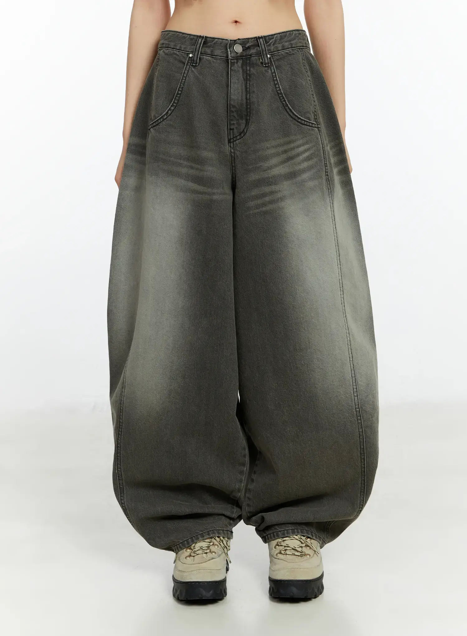 Karter Angel Wing Washed Wide Leg Jeans CF509 - Image 2