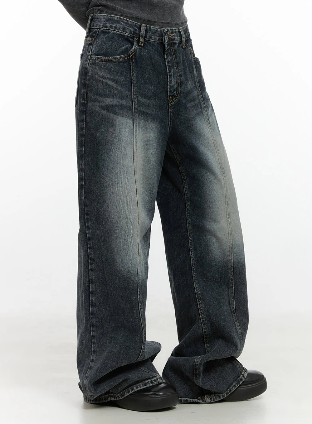 Kaya Stitch Detail Washed Baggy Denim Jeans CS426 - Image 3