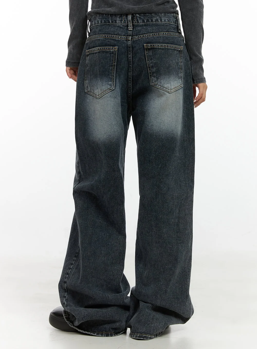 Kaya Stitch Detail Washed Baggy Denim Jeans CS426 - Image 5