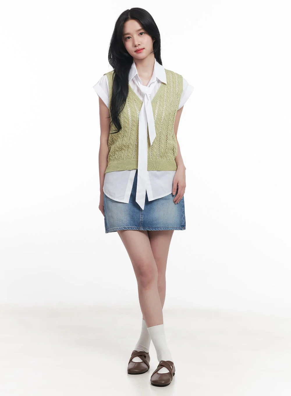 Knit Buttoned Vest Top CY523 - Image 2
